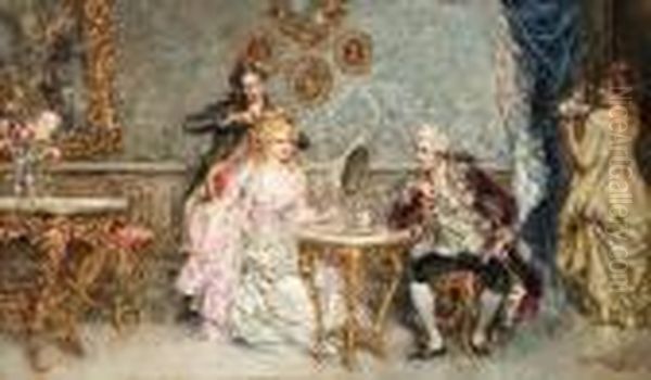 In The Boudoir Oil Painting by Juan Pablo Salinas Y Teruel