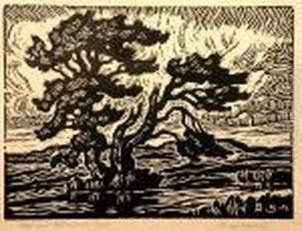 Hills And Cottonwood Trees Oil Painting by Sven Birger Sandzen