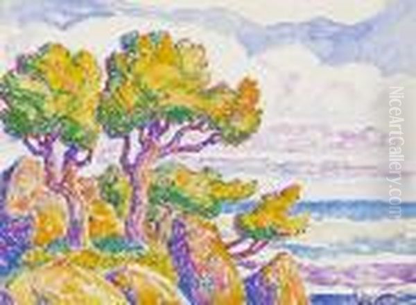 Coastal Trees Oil Painting by Sven Birger Sandzen