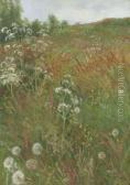 A Summer Meadow Oil Painting by Sven Birger Sandzen A Summer Meadow Oil Painting by Sven Birger Sandzen