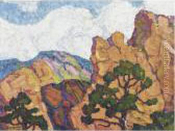 Rocks And Pines, Garden Of The Gods, Manitou, Colorado Oil Painting by Sven Birger Sandzen