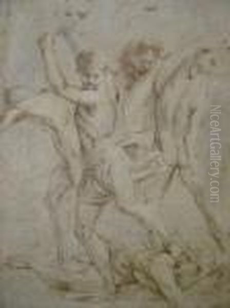 Study Of A Group Of Fighting Figures Oil Painting by Raphael