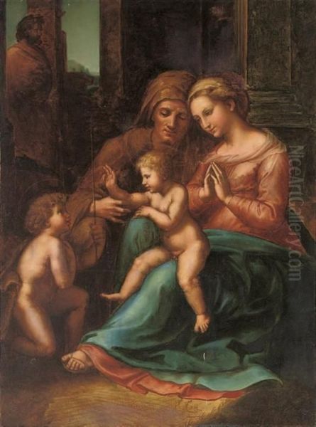 The Holy Family With Saint Elizabeth And The Infant Saint John Thebaptist. Oil Painting by Raphael