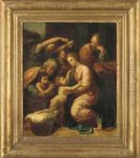 La Grande Sainte Famille Oil Painting by Raphael (Raffaello Sanzio of Urbino)