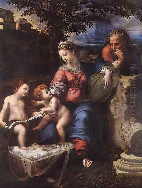 Holy Family below the Oak Oil Painting by Raffaelo Sanzio