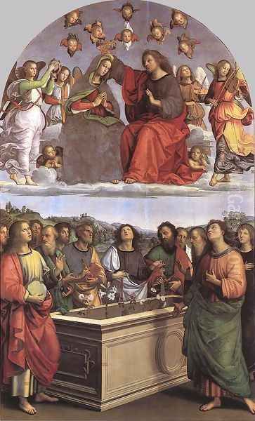 The Crowning of the Virgin (Oddi altar) Oil Painting by Raffaelo Sanzio