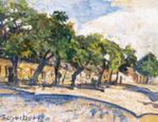 Park Scene Oil Painting by Hugo Scheiber