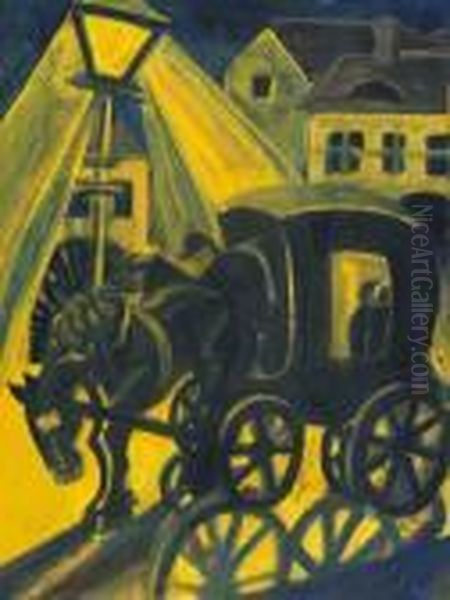 Cab Oil Painting by Hugo Scheiber