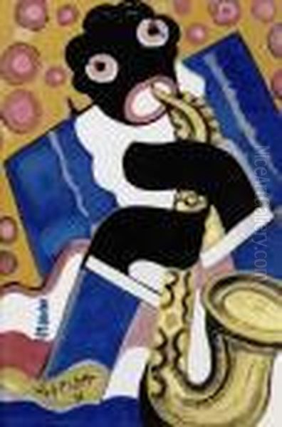 Saxophonspieler Oil Painting by Hugo Scheiber
