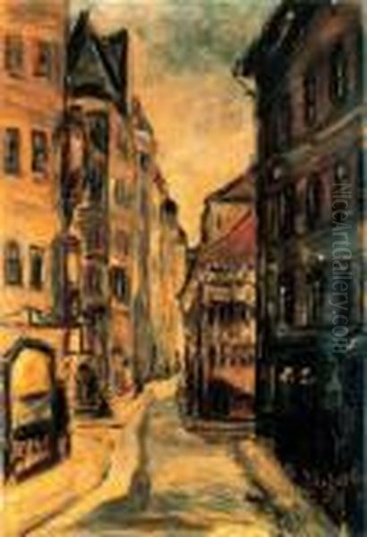 City Oil Painting by Hugo Scheiber