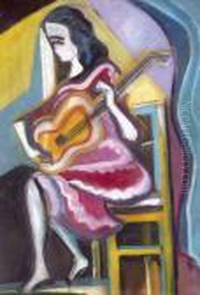 Gitarozo No Oil Painting by Hugo Scheiber