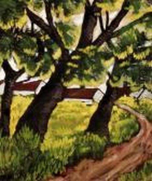 Shadowy Path Oil Painting by Hugo Scheiber