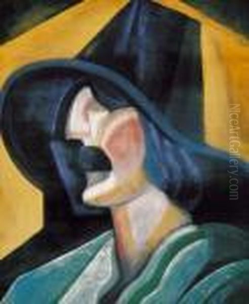Man In A Hat Oil Painting by Hugo Scheiber