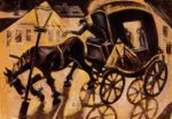 Cab Oil Painting by Hugo Scheiber