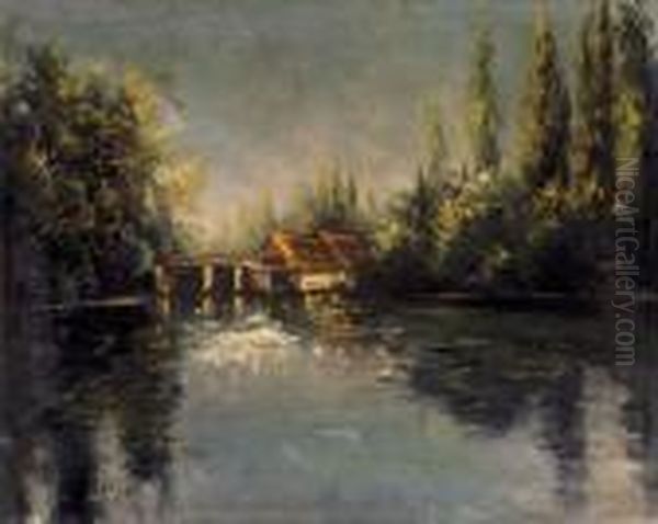 Mill-pond Of Jaszbereny Oil Painting by Hugo Scheiber