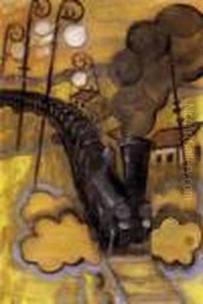 The Train Oil Painting by Hugo Scheiber