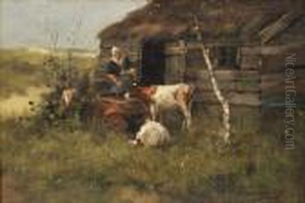 Fermiere A La Baratte Oil Painting by Johan Frederik Corn. Scherrewitz