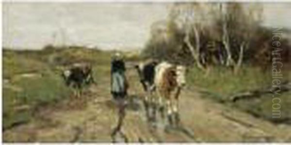 Changing Pastures Oil Painting by Johan Frederik Corn. Scherrewitz