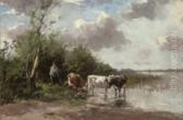 The Watering Place Oil Painting by Johan Frederik Corn. Scherrewitz