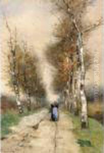 A Peasant Woman On A Country Lane Oil Painting by Johan Frederik Corn. Scherrewitz