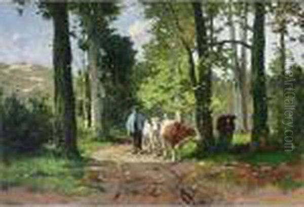 Cows Returning From Pasture Oil Painting by Johan Frederik Corn. Scherrewitz
