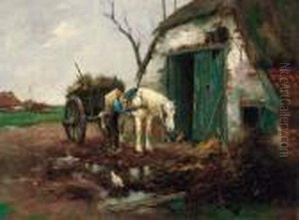 After A Hard Day's Work Oil Painting by Johan Frederik Corn. Scherrewitz