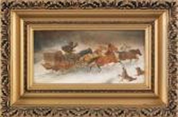 Winter Landscape Oil Painting by Adolf Schreyer