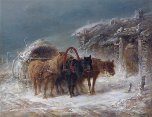 Troika Oil Painting by Adolf Schreyer