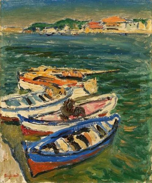 Les Barques A Saint-chamas Oil Painting by Rene Seyssaud