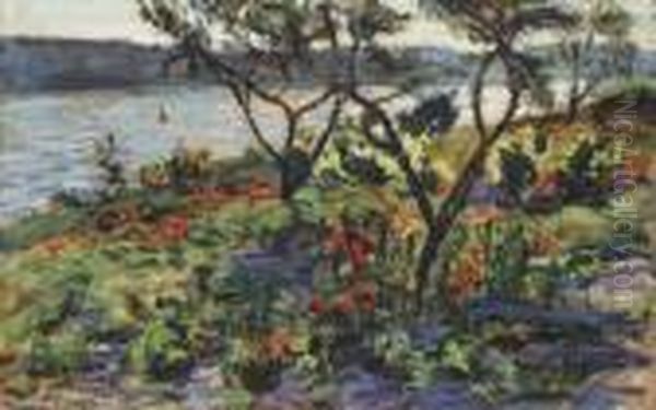 Contre-jour Sur L'etang De Berre Oil Painting by Rene Seyssaud