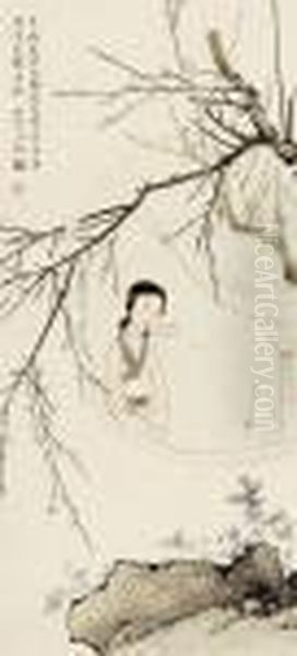 Lady Behind Window Oil Painting by Chen Shaomei