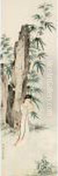 Lady In The Garden Oil Painting by Chen Shaomei