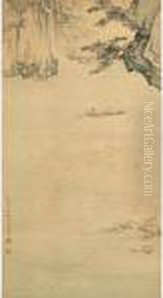 Drifting Under The Red Cliff Oil Painting by Chen Shaomei