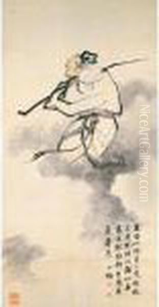 Stealing Peaches Oil Painting by Chen Shaomei