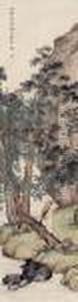 Scholar In Mountain Oil Painting by Chen Shaomei Scholar In Mountain Oil Painting by Chen Shaomei