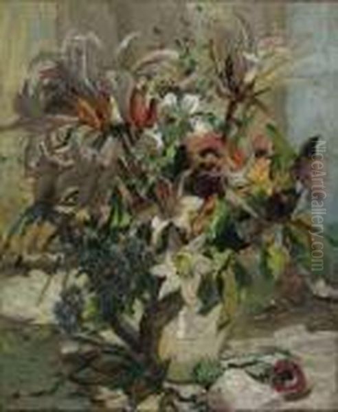 Vase Of Flowers Oil Painting by Dorothea Sharp