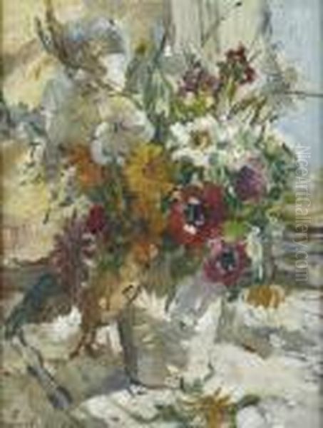 Still Life Of Summer Flowers Oil Painting by Dorothea Sharp