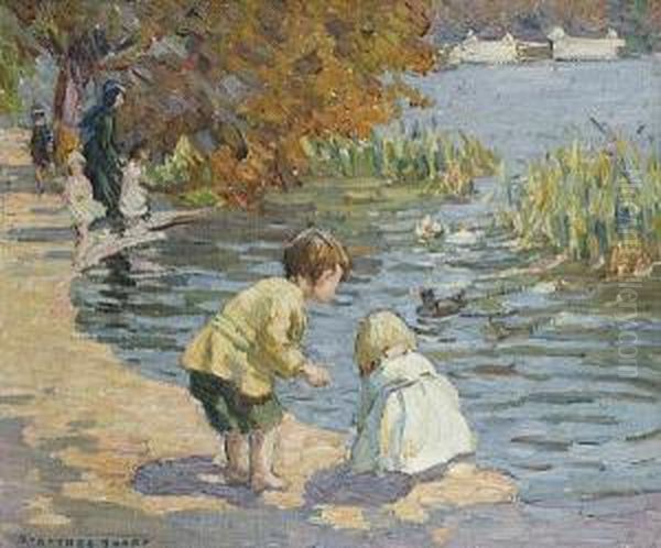 Hyde Park - The Serpentine Oil Painting by Dorothea Sharp