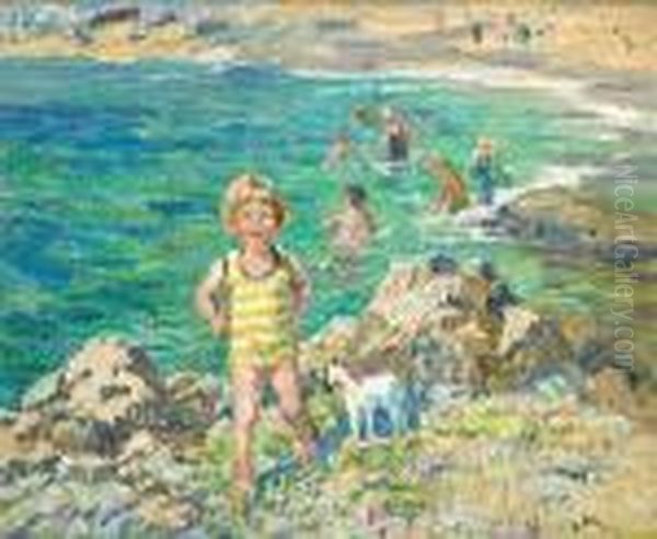 On The Beach With Toy Horse Oil Painting by Dorothea Sharp