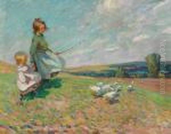 Goose Girls Oil Painting by Dorothea Sharp