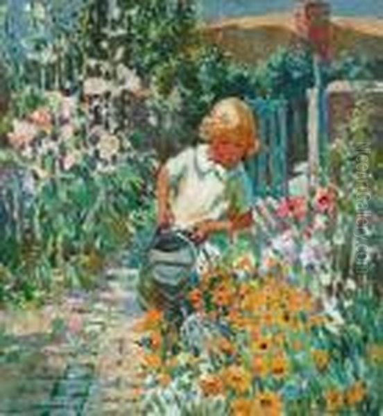 Watering The Garden Oil Painting by Dorothea Sharp