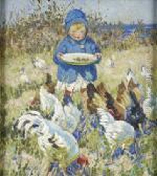 Feeding The Hens Oil Painting by Dorothea Sharp