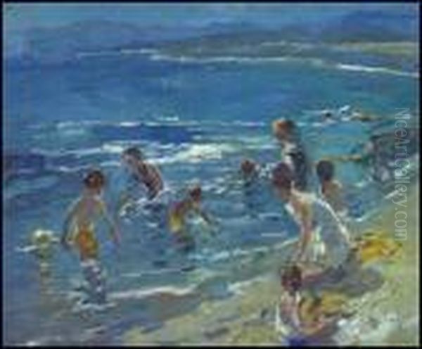 Beach Scene Oil Painting by Dorothea Sharp