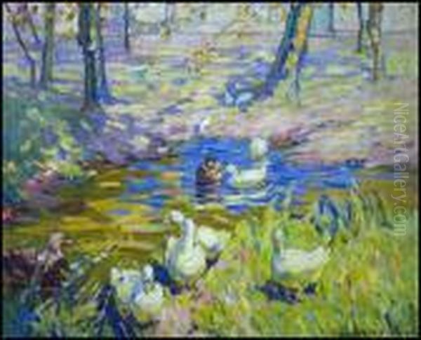 The Duck Pond Oil Painting by Dorothea Sharp