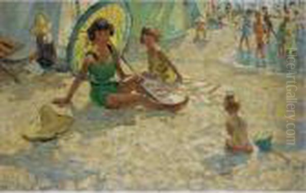 A Day At The Seaside Oil Painting by Dorothea Sharp