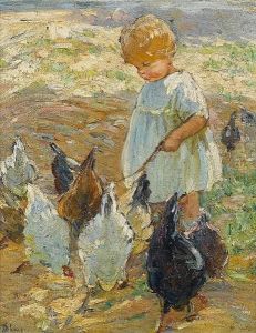 Girl With Chickens