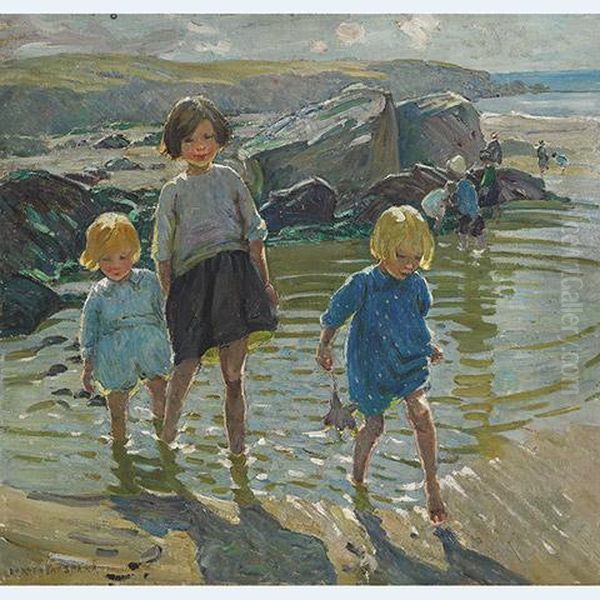 Children On The Beach; In The Garden Oil Painting by Dorothea Sharp