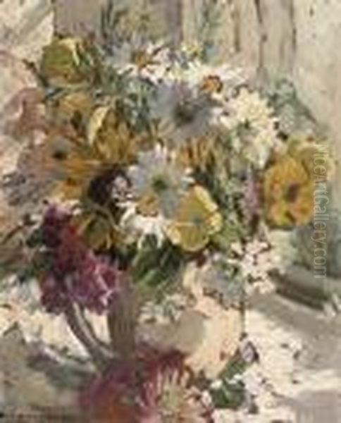 Summer Flowers In A Vase Oil Painting by Dorothea Sharp