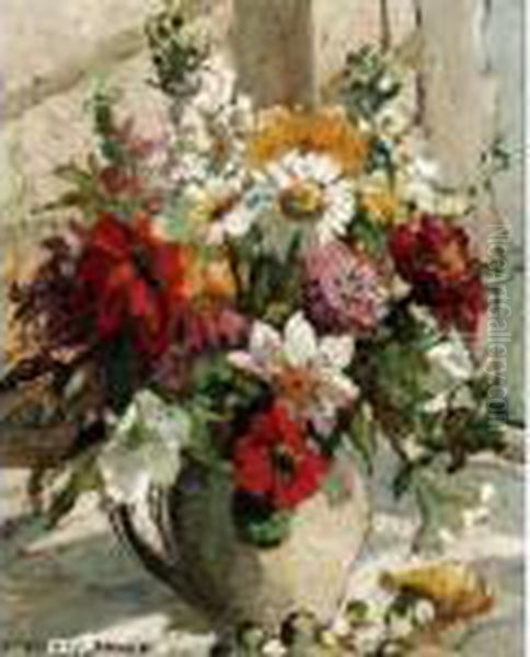Still Life Of Summer Flowers Oil Painting by Dorothea Sharp