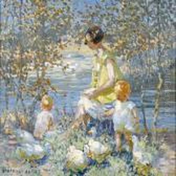 Babies And Springtime Oil Painting by Dorothea Sharp